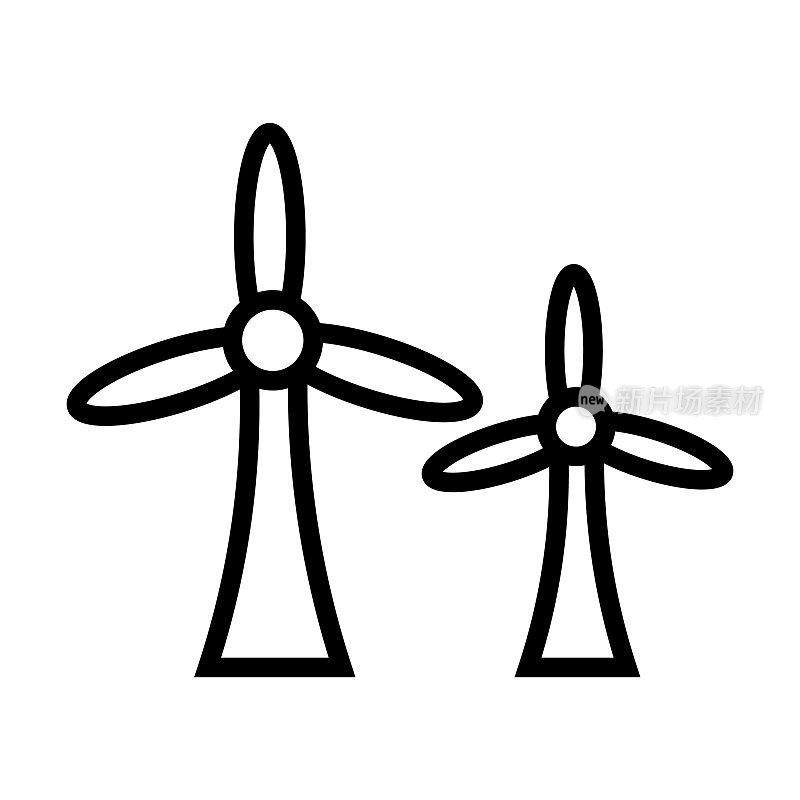 生态涡轮图标从生态收集。薄线性生态涡轮机，生态，能源轮廓图标孤立在白色背景。线矢量生态涡轮标志，网络和移动的符号。