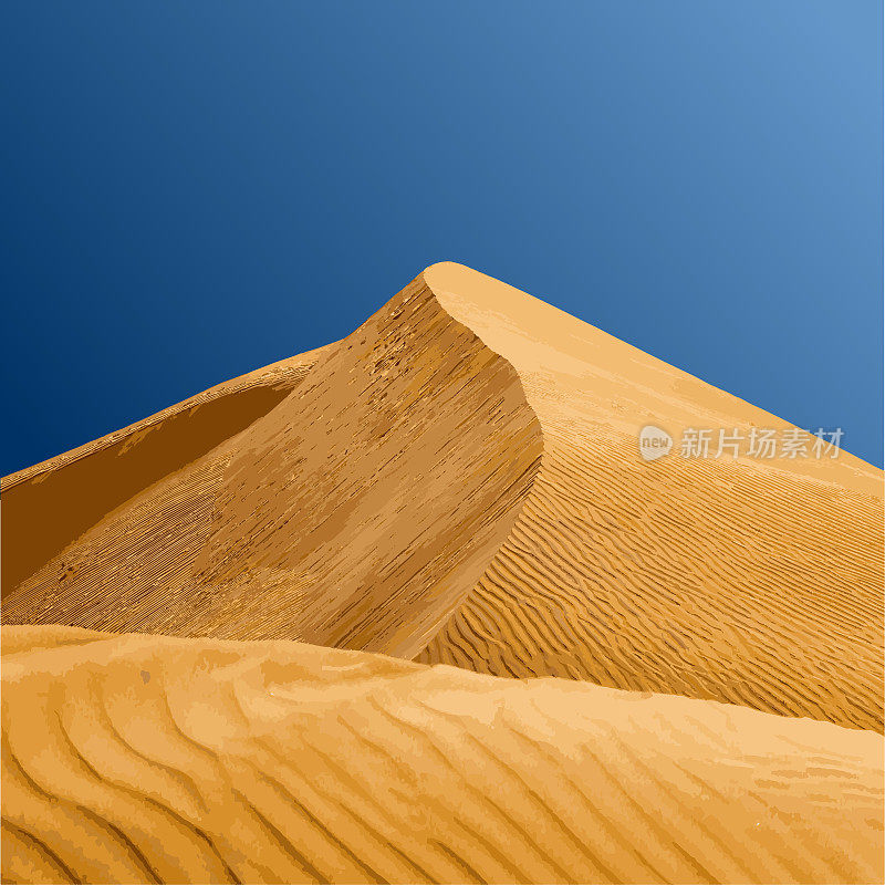 沙丘与蓝天背景矢量插图