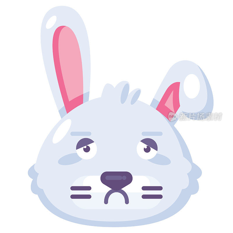 兔子忧郁又无聊的表情符号向量