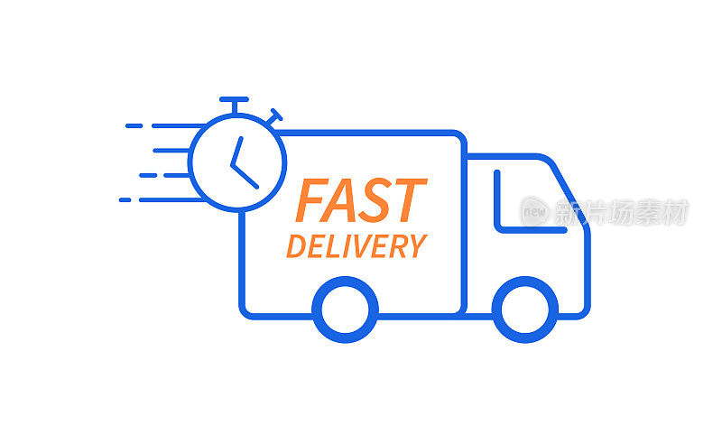 快速送货卡车图标。快速航运。为网站和移动应用程序设计。矢量插图。