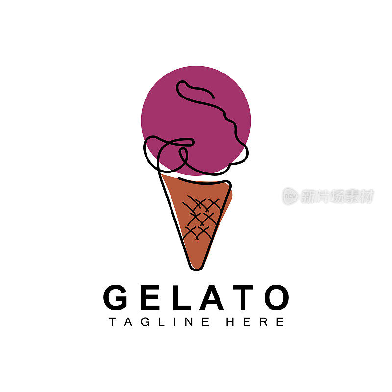 冰淇淋冰淇淋标志设计，甜软冷食，矢量品牌公司产品