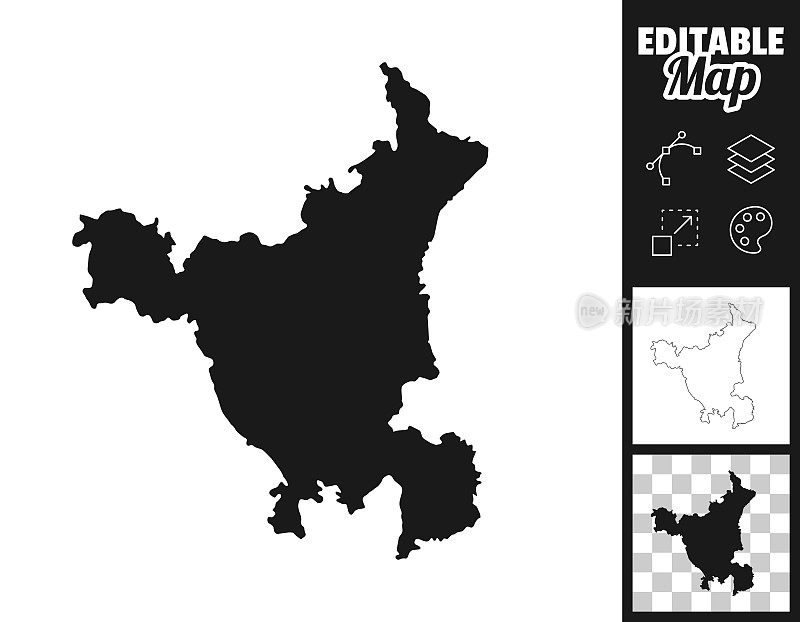 哈里亚纳邦地图用于设计。轻松地编辑