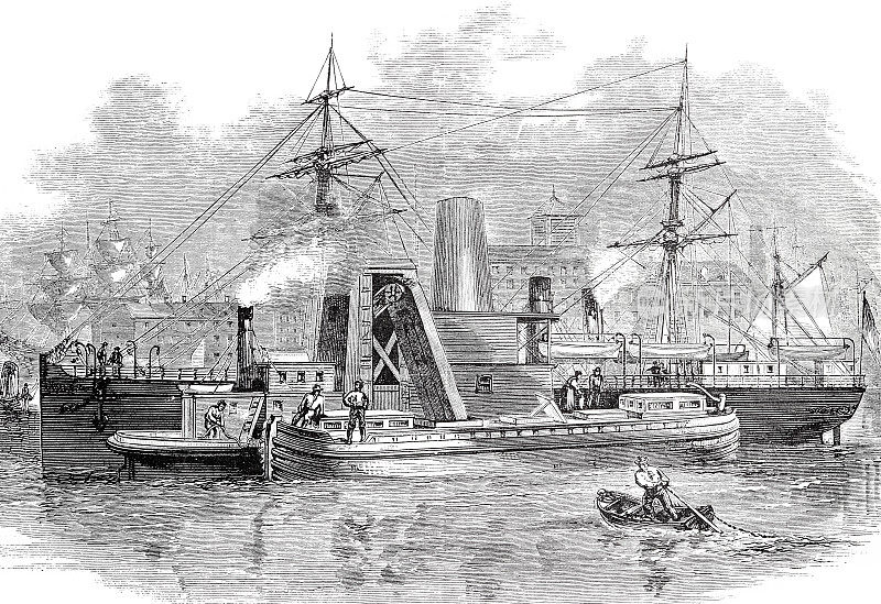 纽约市，装载粮食，1873年