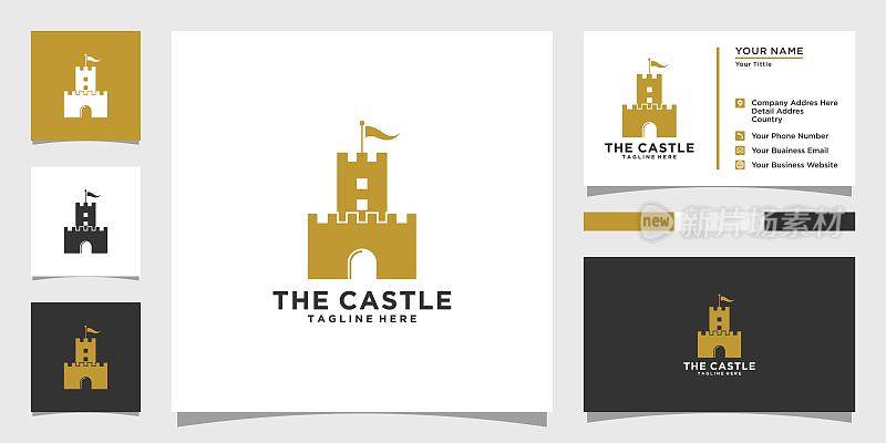 矢量插图的城堡设计徽章，宫殿，堡垒