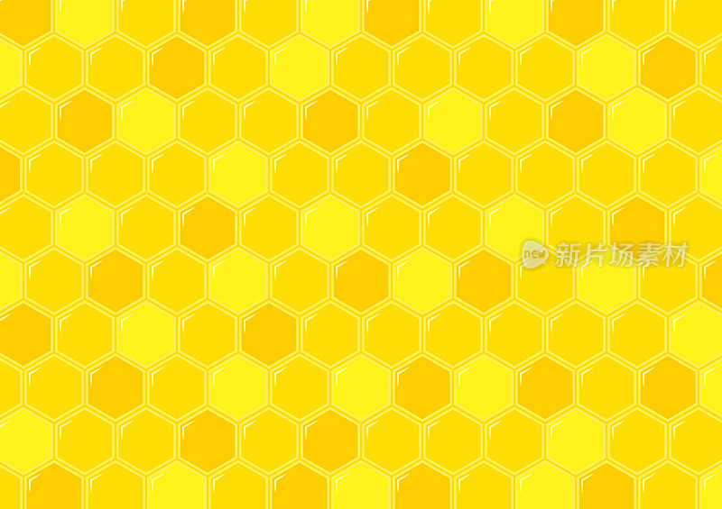 蜂巢背景。蜂巢，抽象的黄色蜂巢背景矢量插图。
