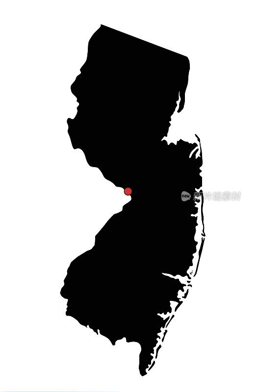 高度详细的新泽西剪影地图。
