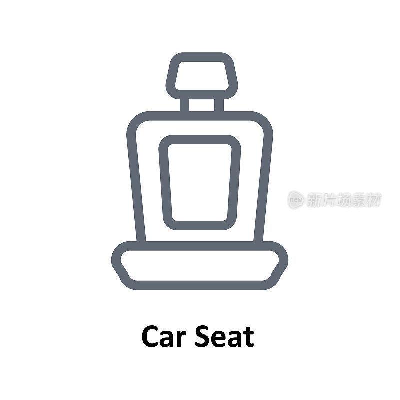 汽车座椅矢量轮廓图标。简单的股票插图股票