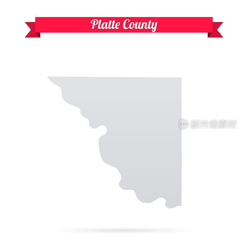 密苏里州普拉特县。白底红旗地图