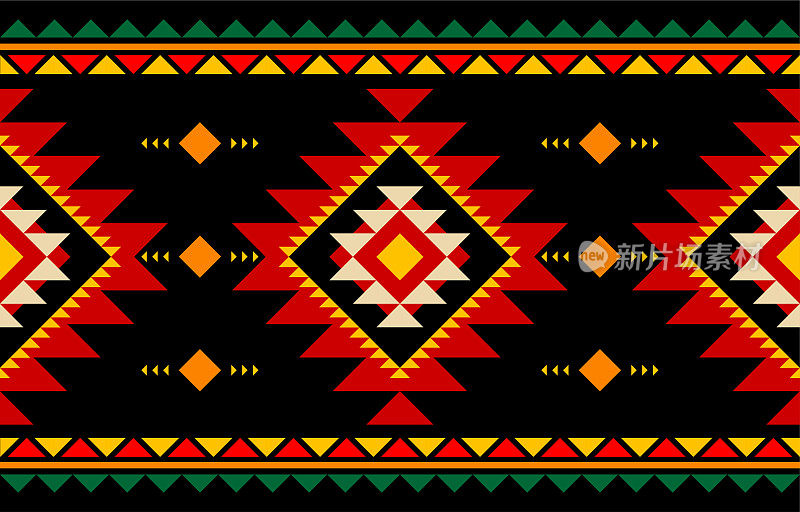 印第安人的图案。几何无缝原生概念。设计几何风格，织物，地毯，矢量，插图，图案风格