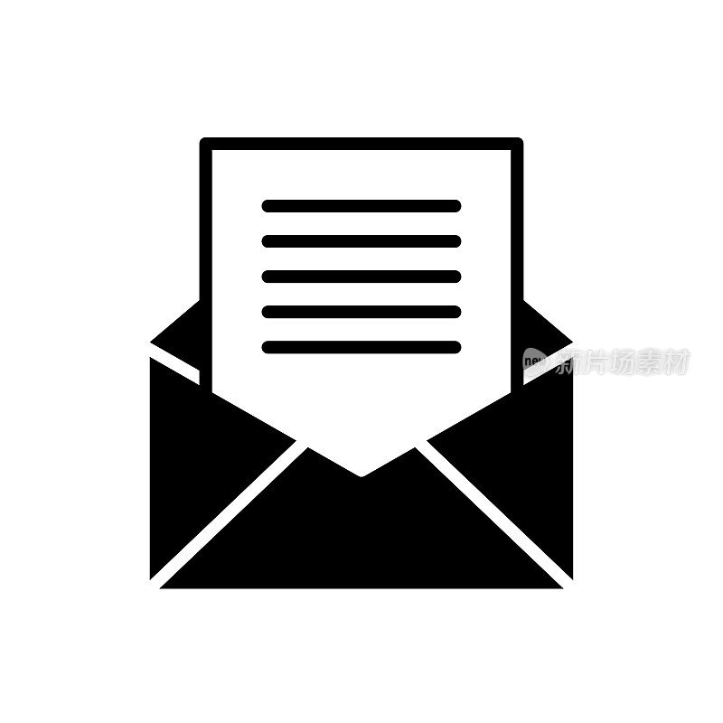 电子邮件黑线和填充矢量图标