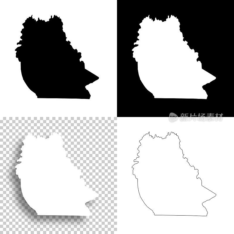 肯塔基州惠特利县。设计地图。空白，白色和黑色背景