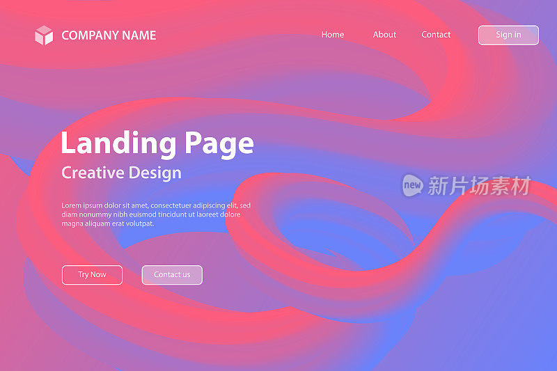 登陆页面模板-流体抽象设计与紫色梯度-时尚的背景