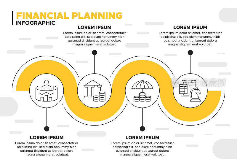 财务规划信息图表模板-保险，经济，储蓄，银行