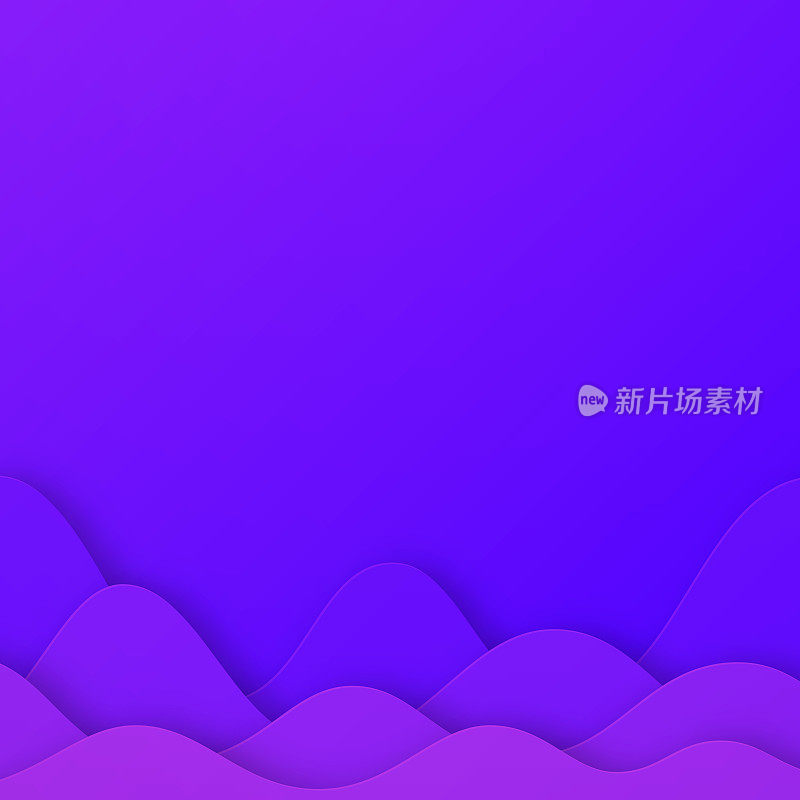 紫色抽象波浪形状-剪纸背景-新潮的3D设计