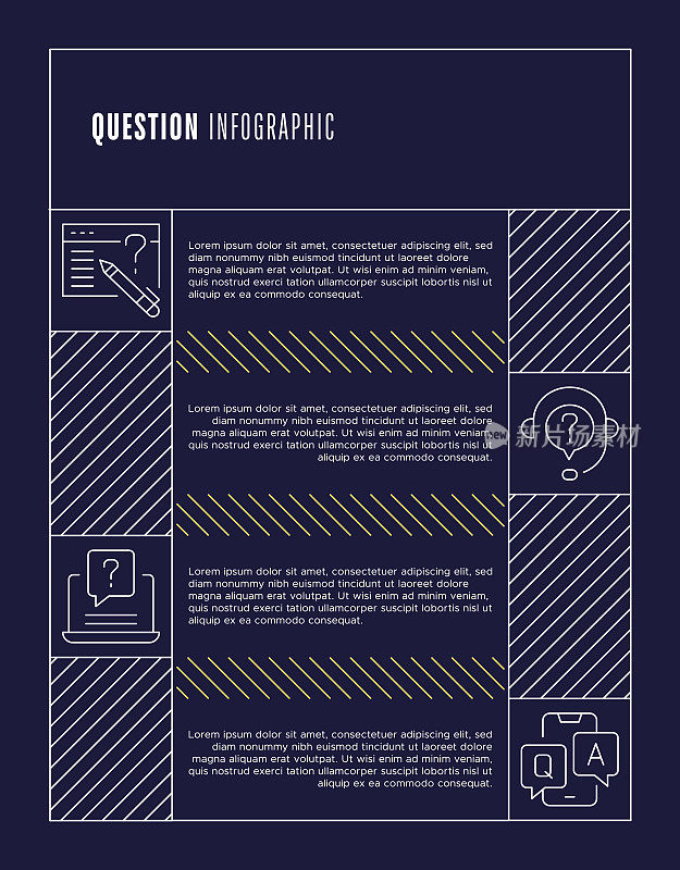 问题信息图表模板-查询，回答，常见问题图标