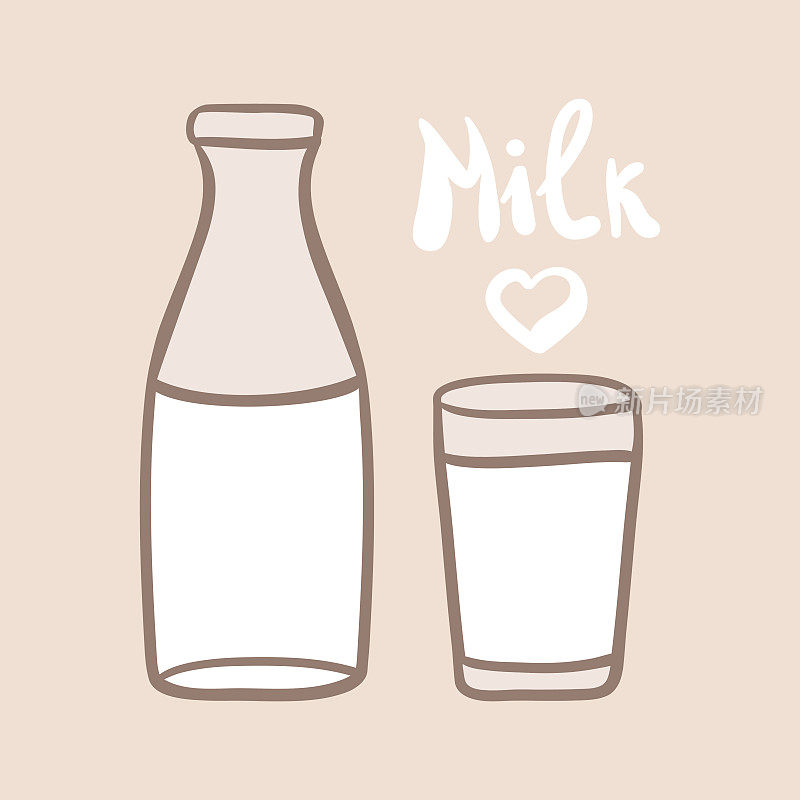 牛奶在一个玻璃瓶里。一杯牛奶。