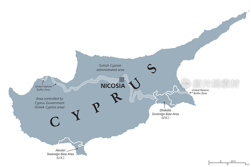 塞浦路斯政治地图