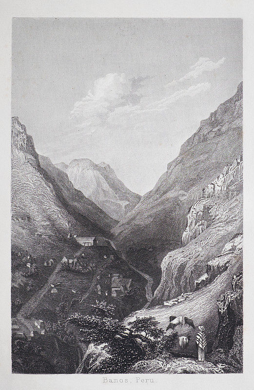 维多利亚时代秘鲁风景版画