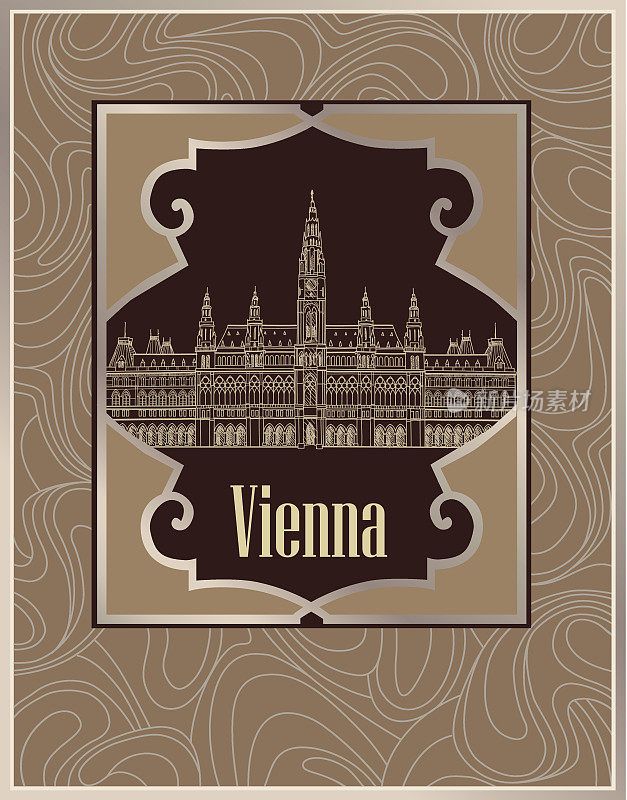 维也纳城市时尚复古墙纸与地标建筑