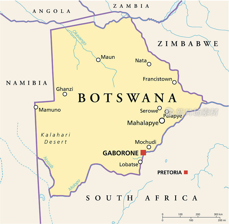 博茨瓦纳政治地图