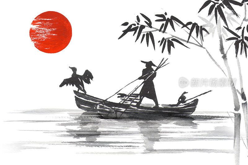 日本传统绘画隅美艺术日本传统绘画隅美艺术人与船