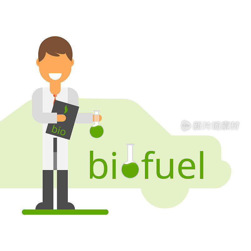 科学家发明了eco-fuel。矢量插图在一个平坦的风格