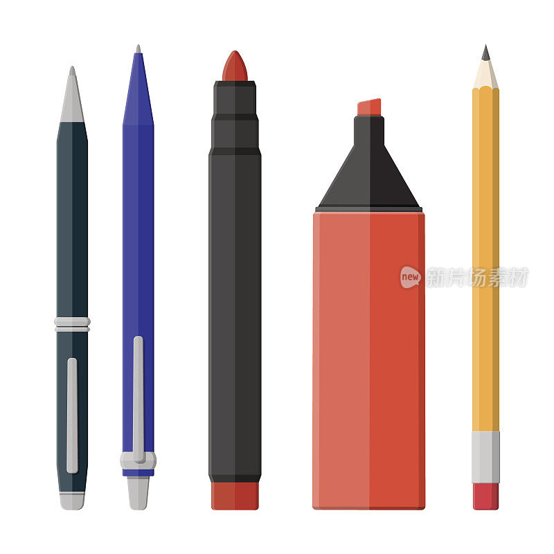 钢笔，铅笔，马克笔，单色