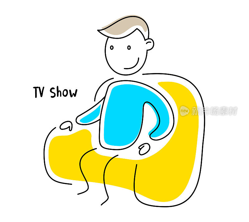 矢量彩色插图坐男人在一个非常舒适的扶手椅上白色的背景。