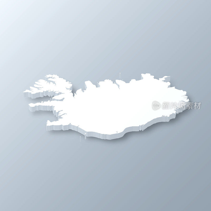 冰岛3D地图上的灰色背景