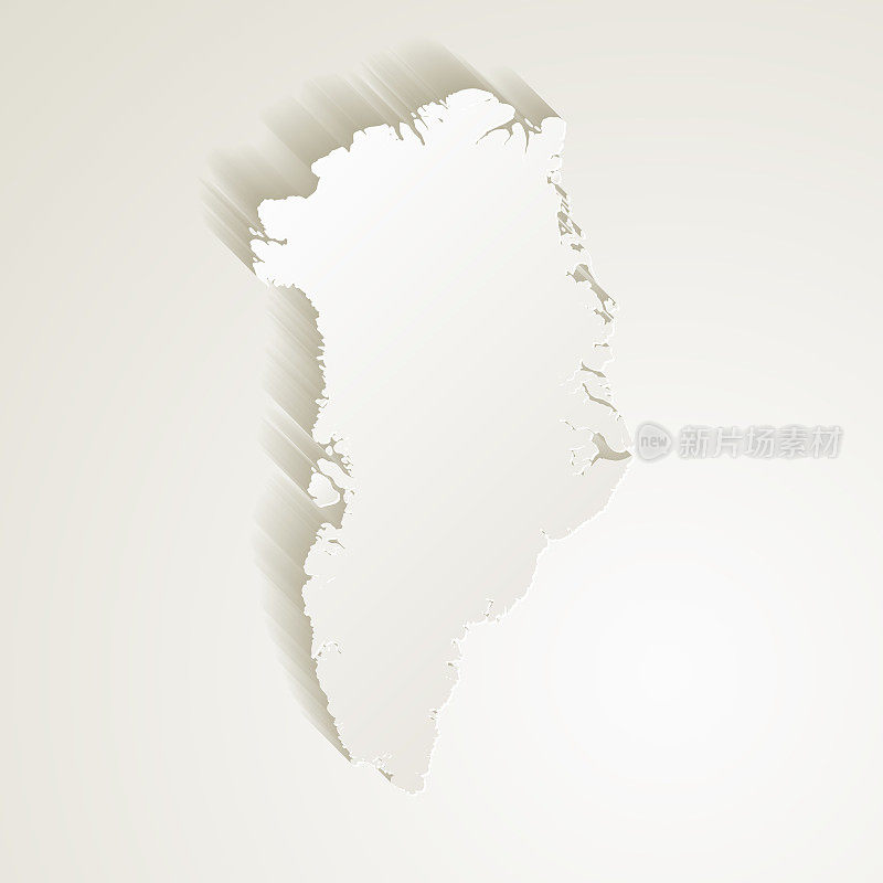 格陵兰地图与剪纸效果空白背景
