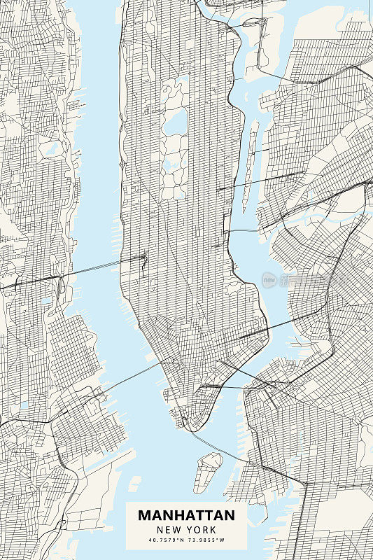 纽约市-曼哈顿矢量地图