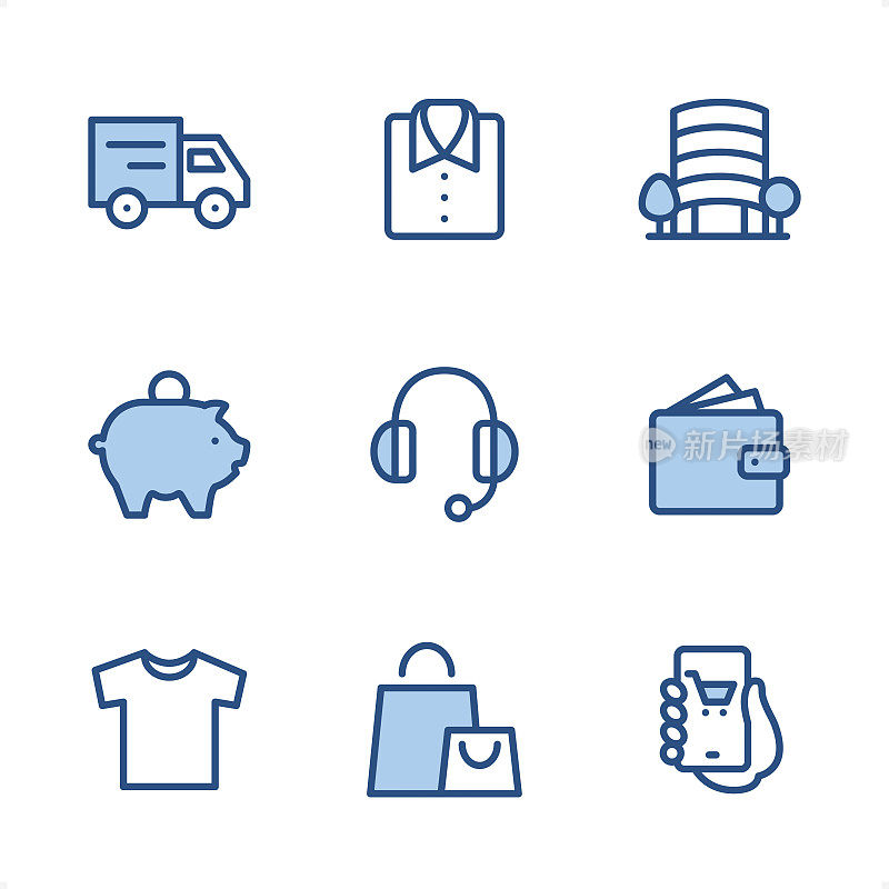 购物&电子商务-像素完美的蓝色图标