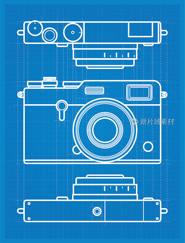 蓝图复古相机草图