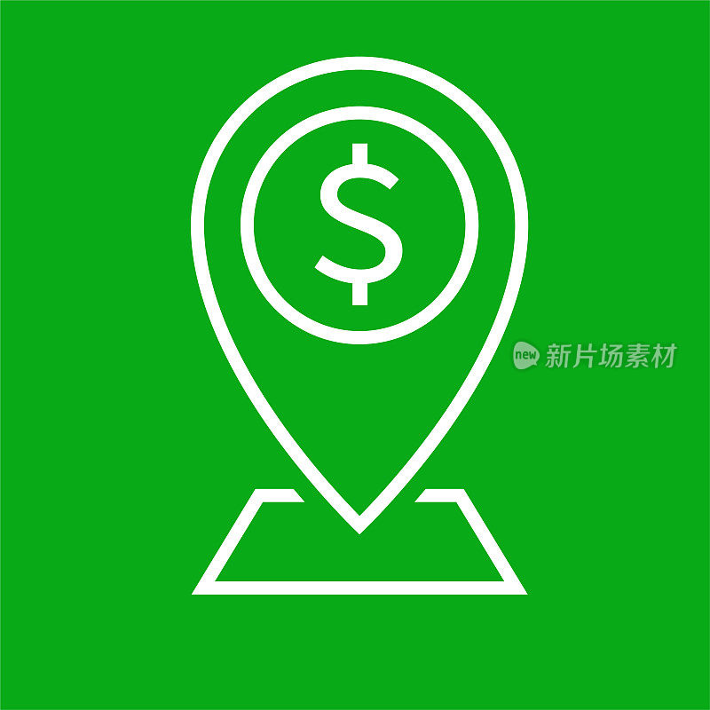 美元符号ATM银行地图指针图标
