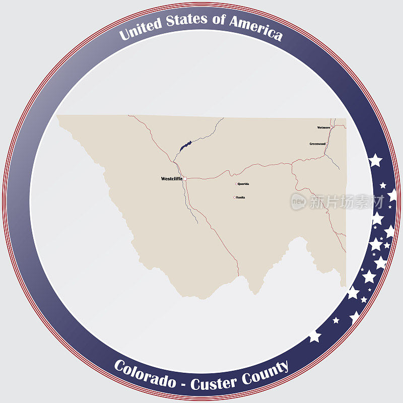 科罗拉多州库斯特县地图