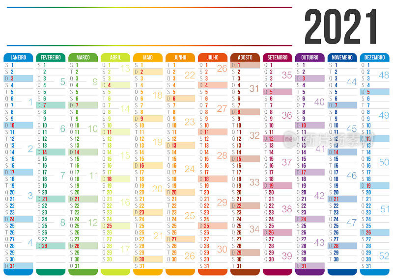 葡萄牙2021年日历