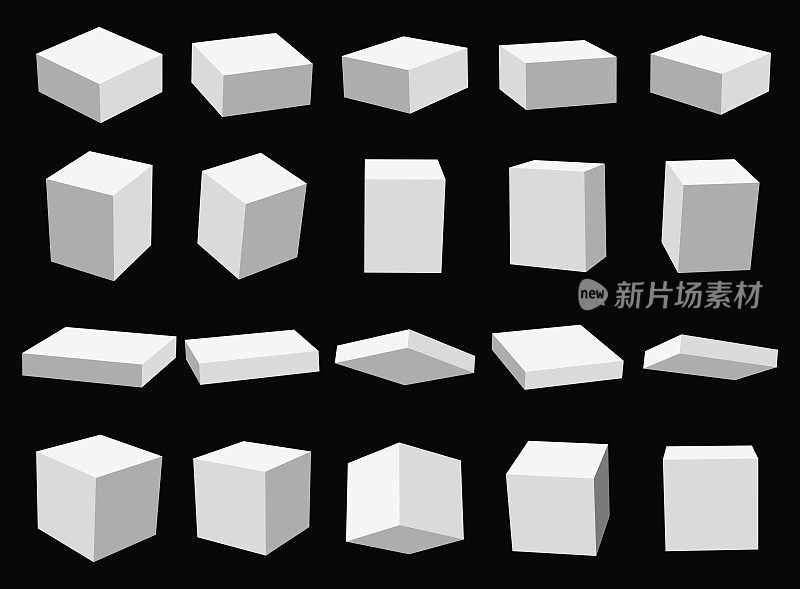 矢量3D立方体石膏模型收集