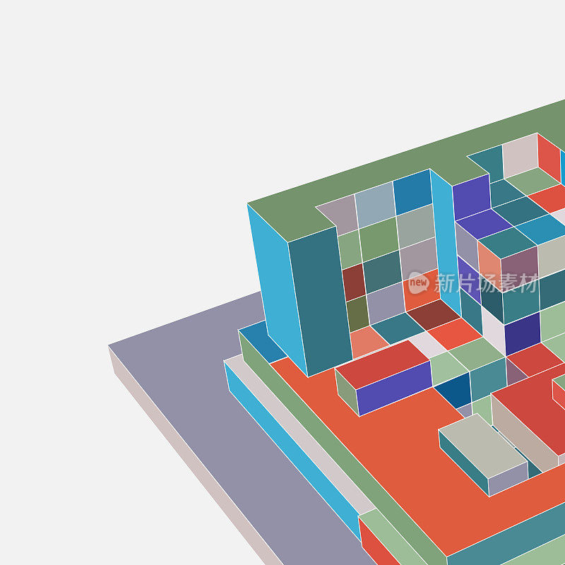 矢量颜色三维建筑模型结构模式背景设计