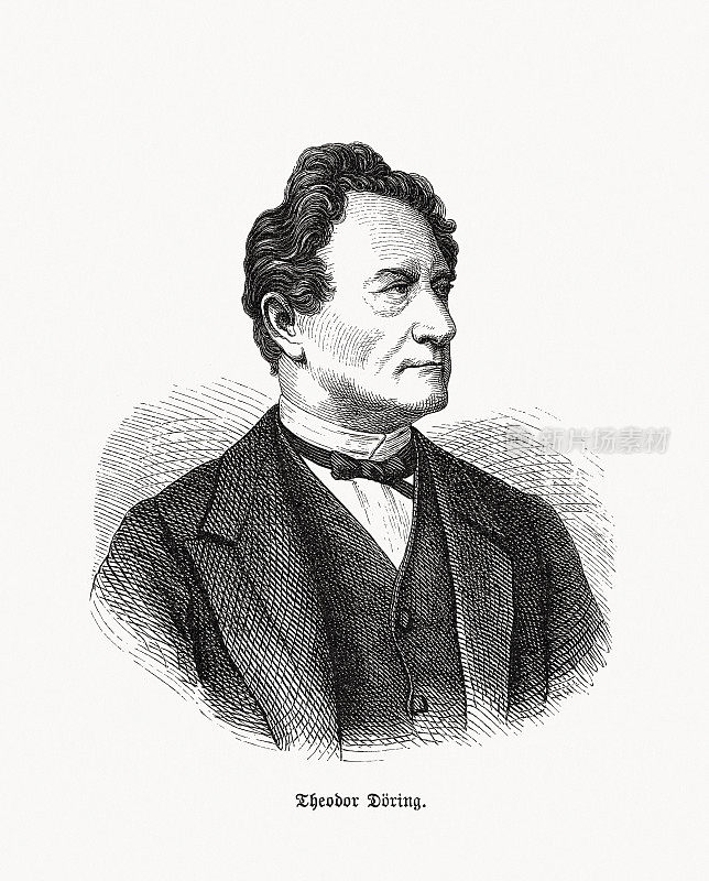 西奥多D?ring(1803-1878)，德国演员，木刻，1893年出版