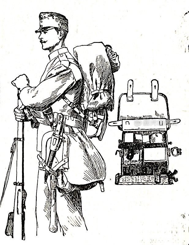 奥匈帝国士兵，侧视图，手持步枪