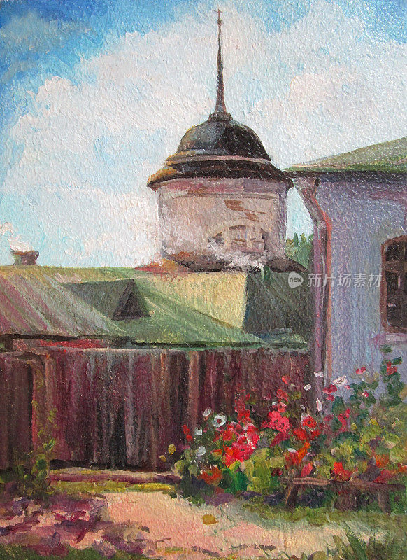 苏兹达尔之夏，俄罗斯建筑，油画