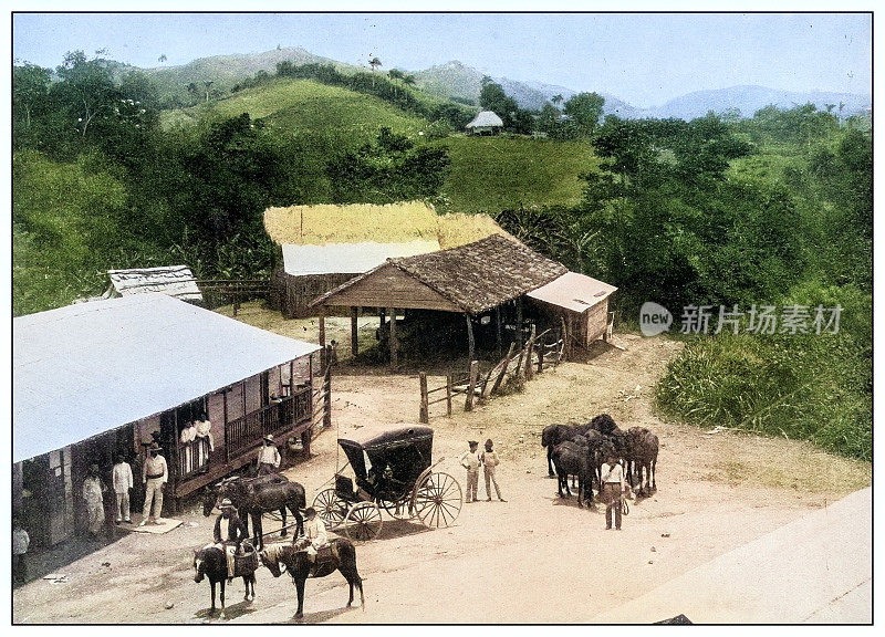 古色古香的黑白照片:瓜伊纳波，波多黎各