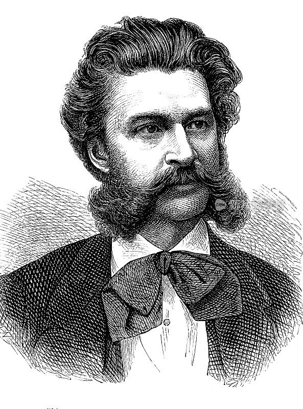 1870年雕刻的奥地利作曲家约翰・施特劳斯