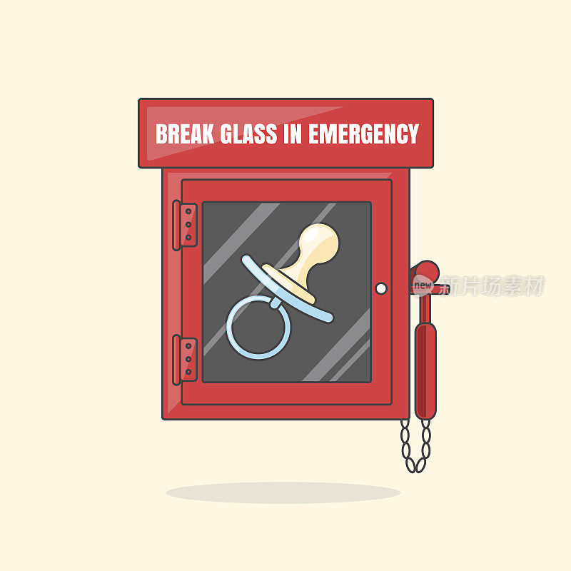红色应急箱内装有易碎玻璃以防紧急情况。盒子