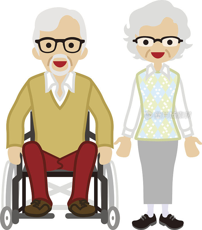 老年夫妇-轮椅丈夫