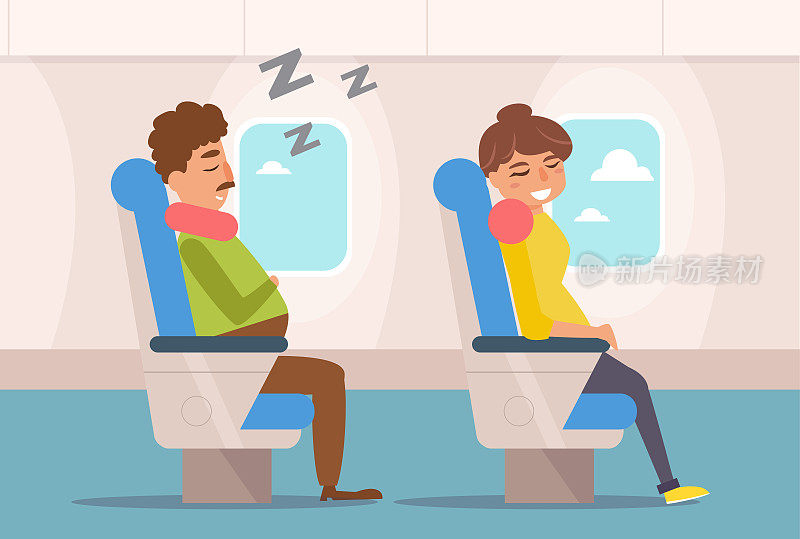 人们在飞机上睡觉