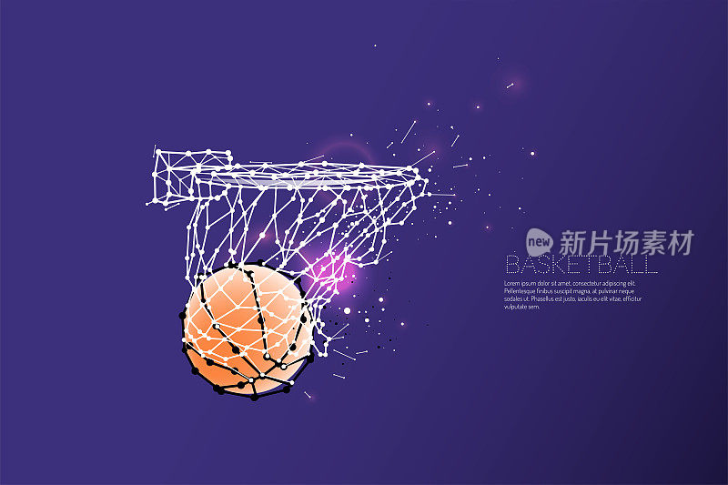 篮球投篮的线和点。