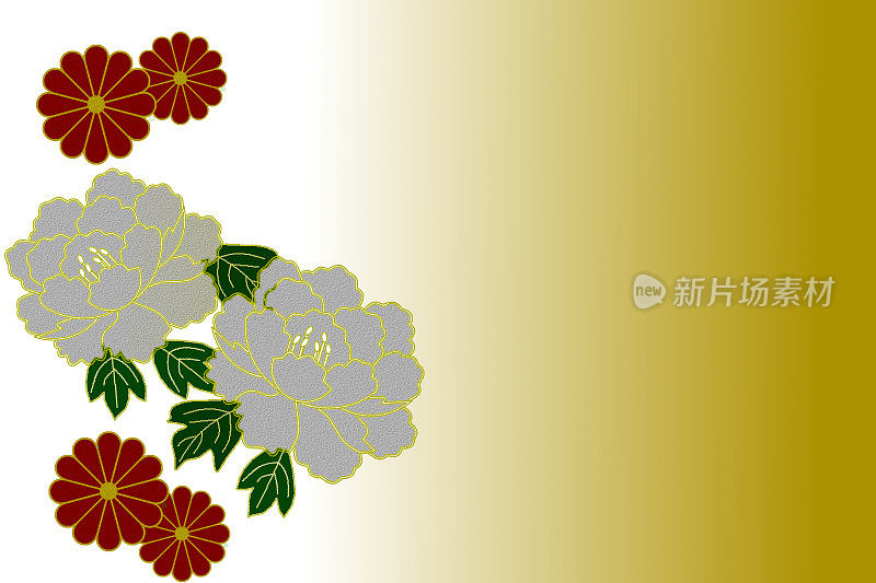日本的牡丹和菊花图案