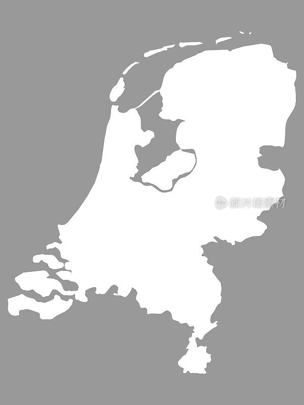 灰色背景上的荷兰白色地图
