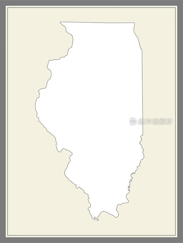 伊利诺斯州轮廓矢量地图制图学